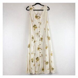 NWT Vintage Together Size 14P Button Down Maxi Dress Criss Cross Back Floral